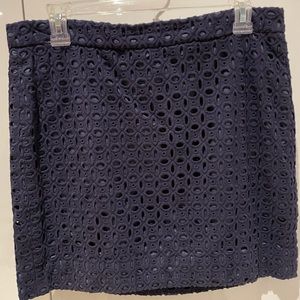 J. Crew Navy Eyelet Mini Skirt